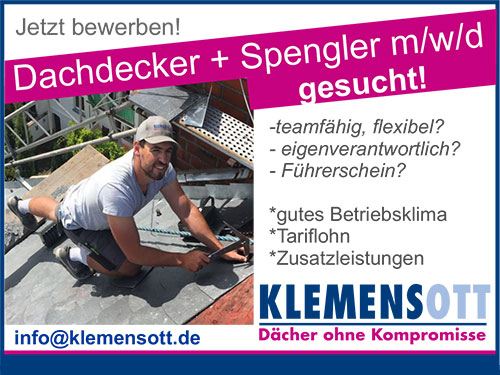 Jetzt bewerben: Dachdecker + Spengler (m/w/d) gesucht!