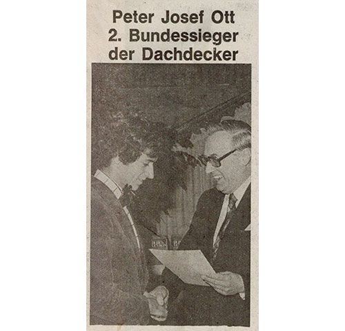 1978 - Peter J. Ott wird 2. Bundessieger der Dachdecker